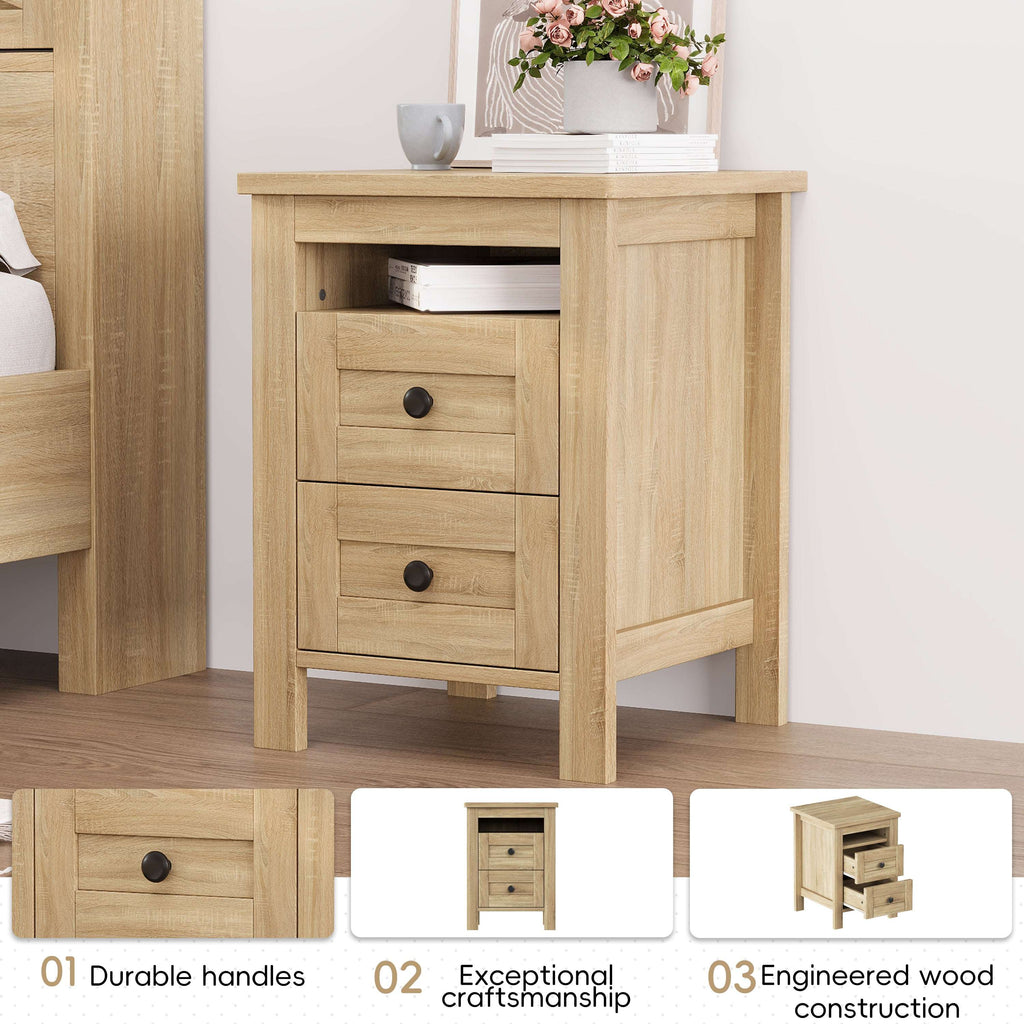 The Atlas Wooden Bedroom Set - Platform Bed, Nightstand & Dresser