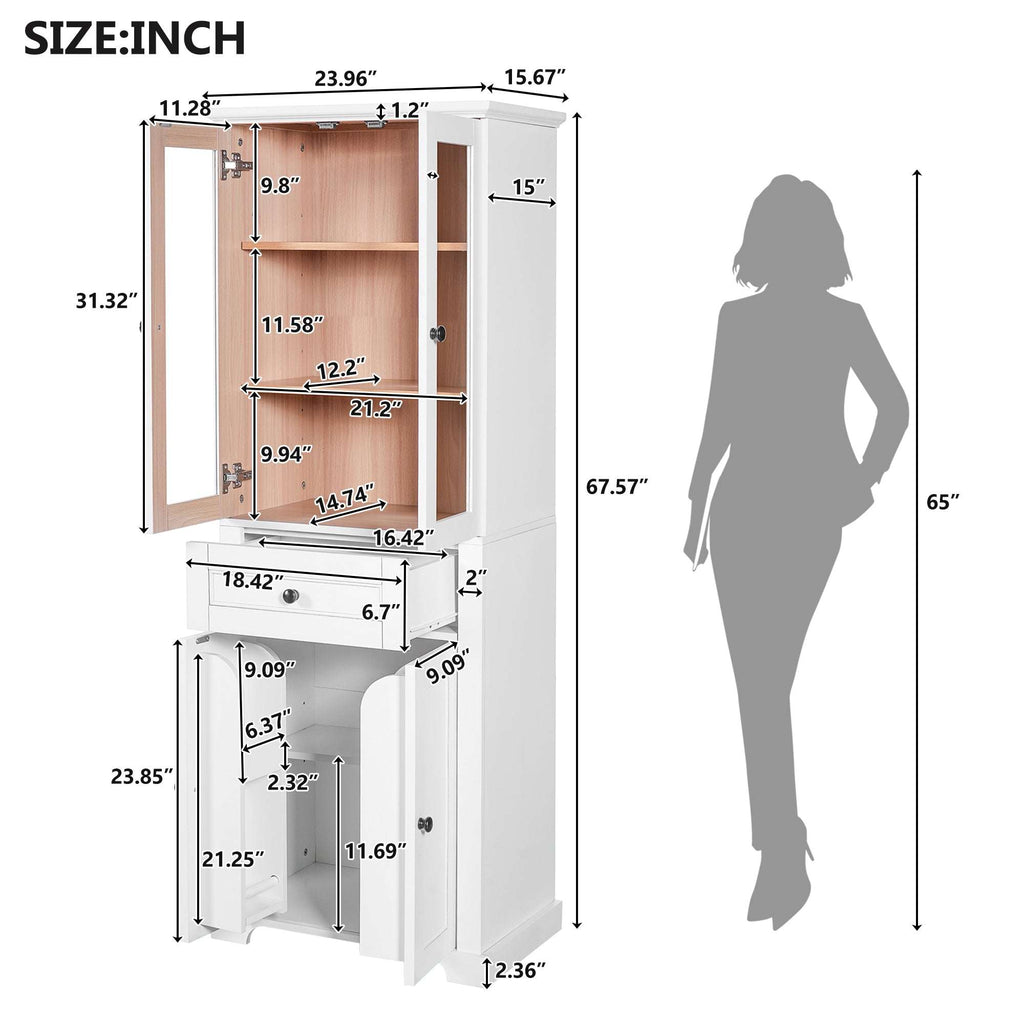67.2" Modern Bathroom Vanity with Soft-Close Doors & Anti-Tip Safety - White/Black