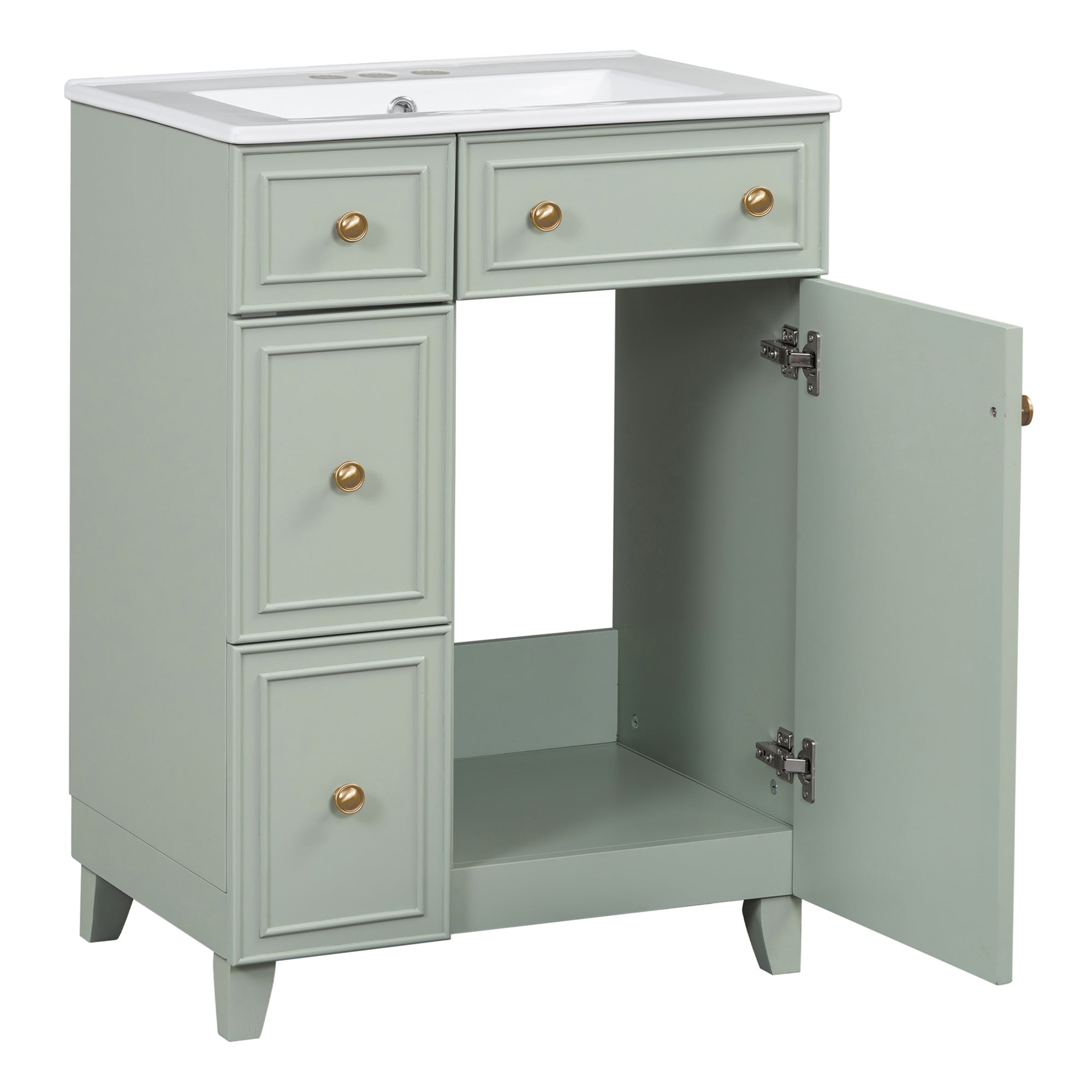 24-Inch Transitional Bathroom Vanity with Ceramic Sink – Space-Saving & Stylish - HECATEVIC Home Design