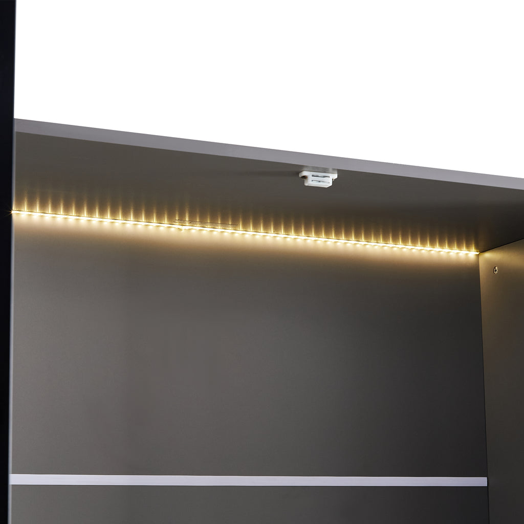 Hecatevic Modern Display Cabinet with LED Lights & Adjustable Glass Shelves - HECATEVIC Home Design